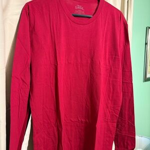 Red Long Sleeve Tee with Crew Neck